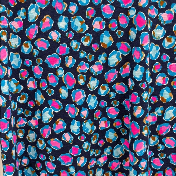 Lilly Pulitzer Etta V-Neck Seabreeze Blue Low Tide Navy Spotted Shirt Size Xxs - Picture 5 of 14